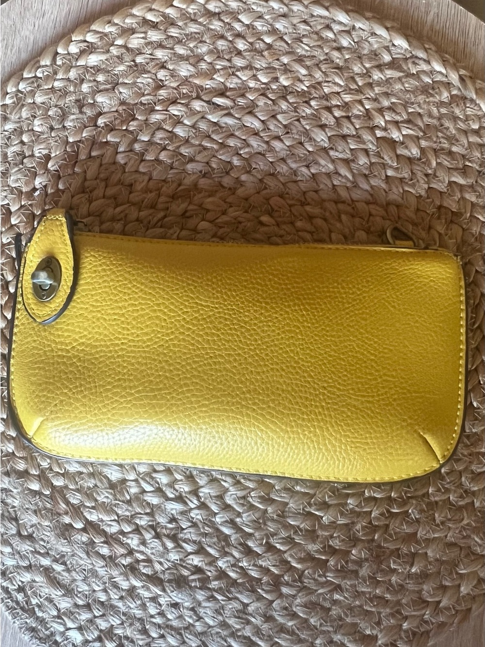 Mustard Color Crossbody, Wristlet Purse By Joy Susan. 100% Vegan Leather